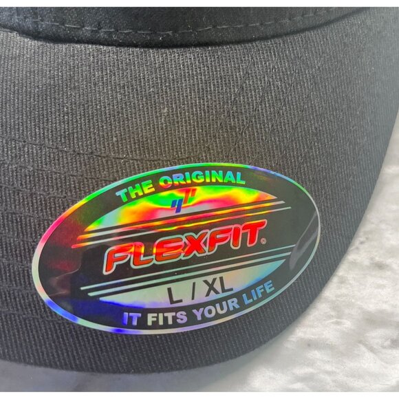 HobbyTown USA Flexfit Hat Oakdale MN Black L/XL Bamboo Blend Embroidered Logo - Picture 4 of 9